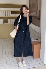 盐系气质时尚牛仔连衣裙女2025夏季新款韩版减龄宽松显瘦衬衫裙子，女装连衣裙，2C269