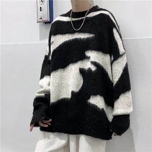 美式复古毛衣男女潮牌嘻哈宽松扎染休闲秋冬线衣针织衫M5022-P45图片