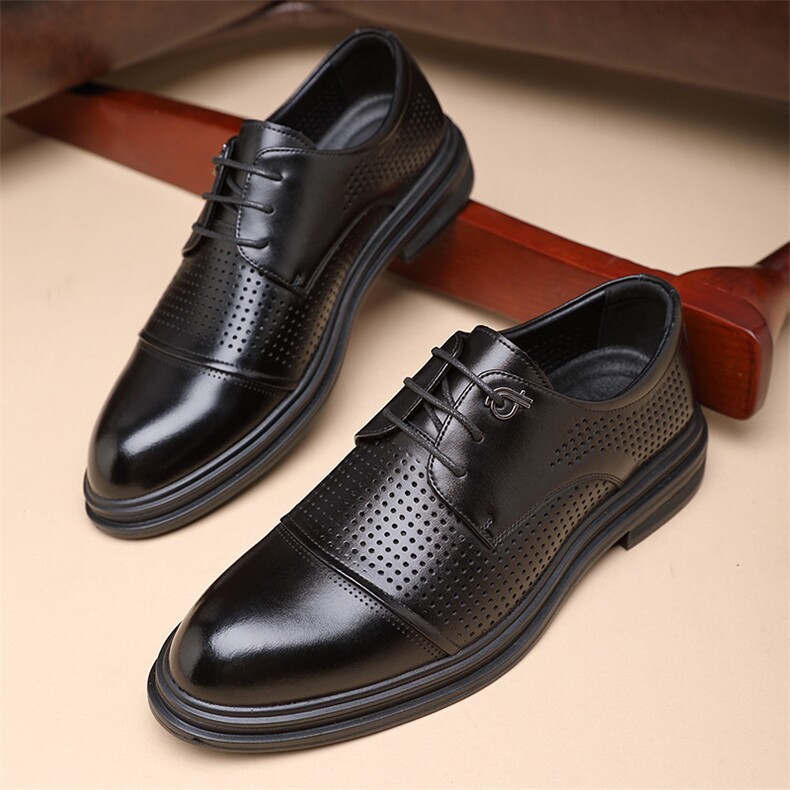 商务正装尖头系带夏季皮鞋软底英伦风结婚西装皮鞋，男鞋皮鞋，电商A223