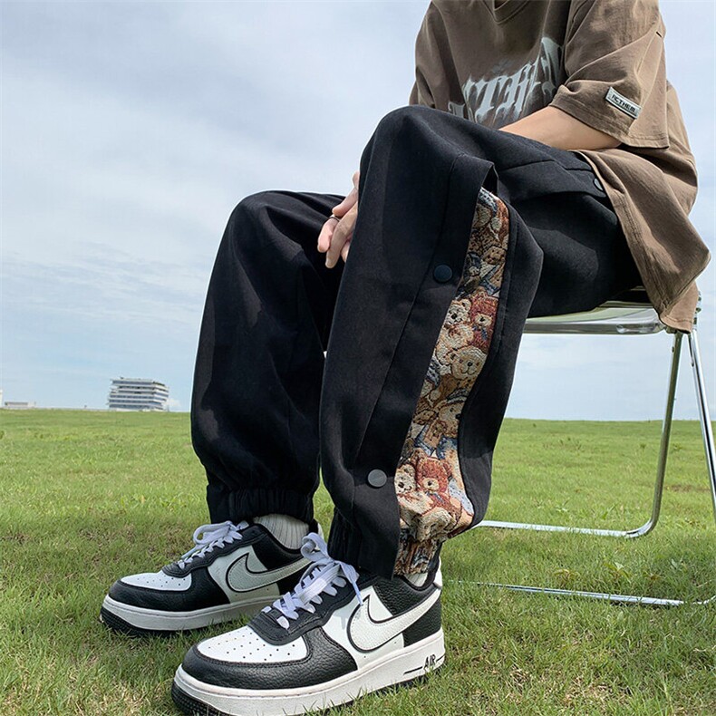 春装vibe风薄款裤子男小熊印花学生休闲裤运动束脚裤大码男装，男装休闲裤，星座909-2（原星座717-2）