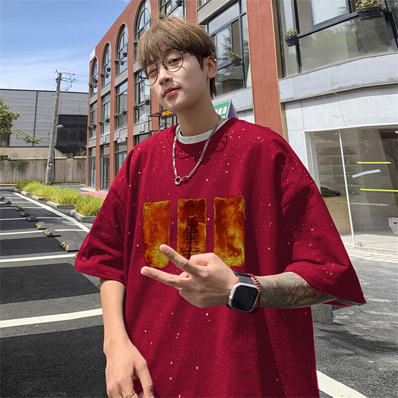 可48小时发货支持抖音得物来样二开美式满天星亮片短袖T恤MTX632,男装T恤,电商A486-1