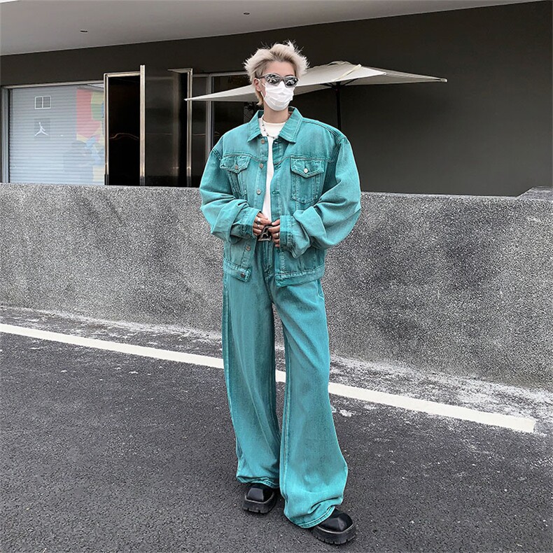 美式小众设计感长袖牛仔套装男秋冬潮牌复古水洗做旧夹克外套时髦，男装夹克，星座505-2（原电商A260-1)