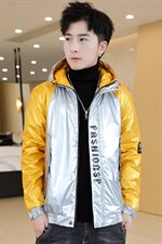 冬季亮拼袖羽棉服男模特加厚夹克保暖外套工装棉衣黄870加绒，男装夹克，星座1207