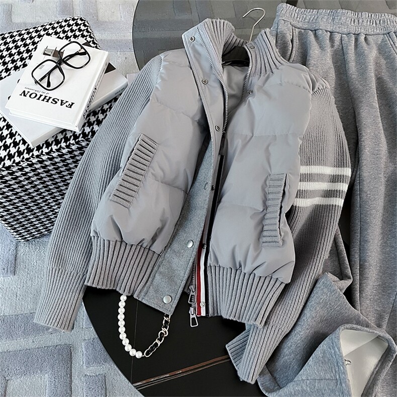 针织棉服超好看轻薄修身加厚短款外套,女装棉衣/棉服,江南