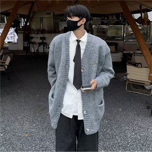 24年复古V领开衫毛衣男女潮牌宽松休闲百搭情侣针织衫外套-MY021图片