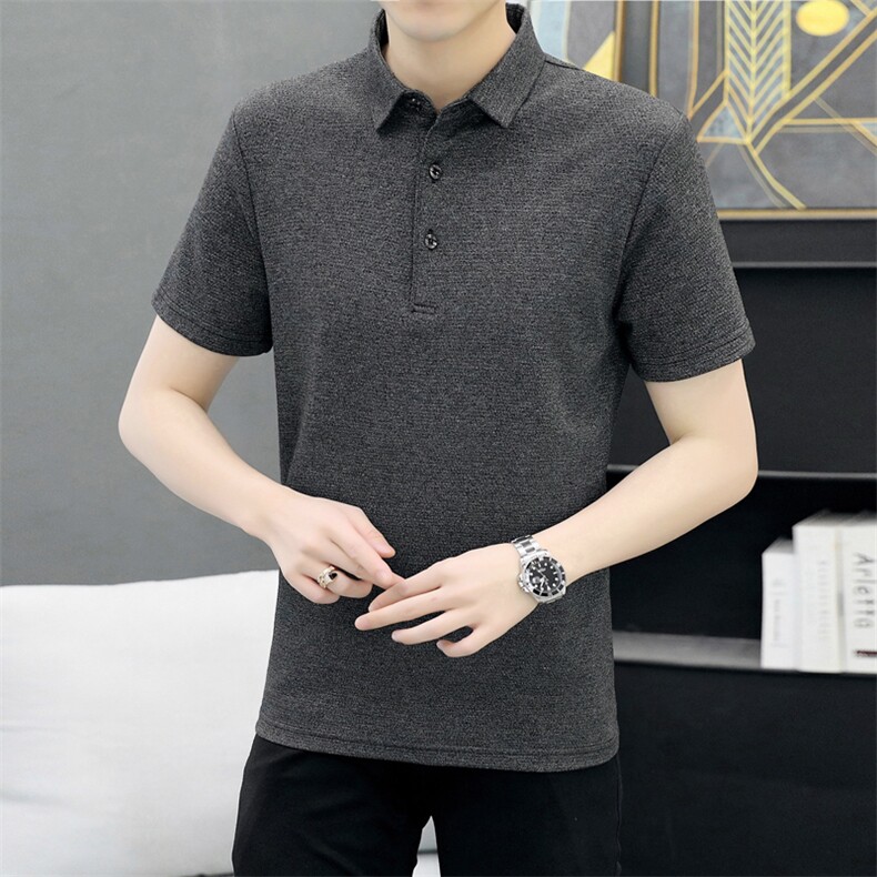 短袖Polo衫男士夏季2024新款凉感时尚翻领商务休闲宽松中年体恤潮,男装Polo衫,电商B212（原钱塘6029）