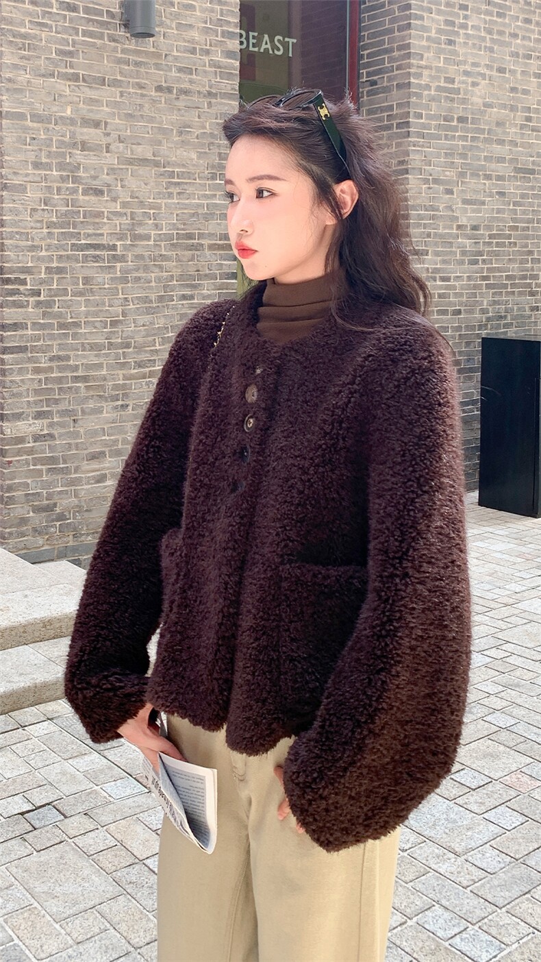 冬装新款驼马绒皮毛一体外套-195-k298,女装皮草,2D075