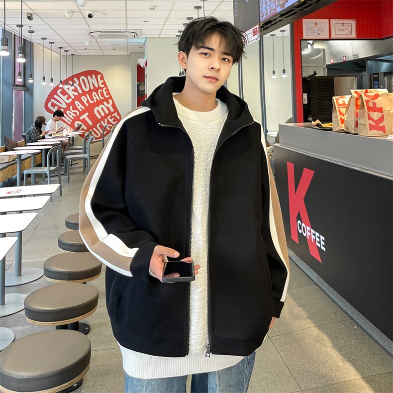 男装呢料夹克23秋冬新款毛呢大衣男生连帽外套XZ514-2-F595-P125,男装夹克,星座514-2(原B239)
