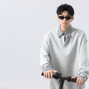 GENIOLAMODE美式潮流polo领卫衣男2025春秋拼接宽松长袖情侣上衣图片