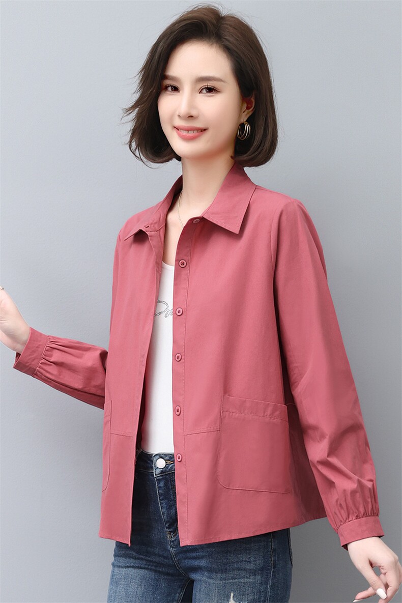 通勤宽松韩版长袖棉衬衫女秋装新款大码衬衫外套,女装衬衫,曼沙奕珂