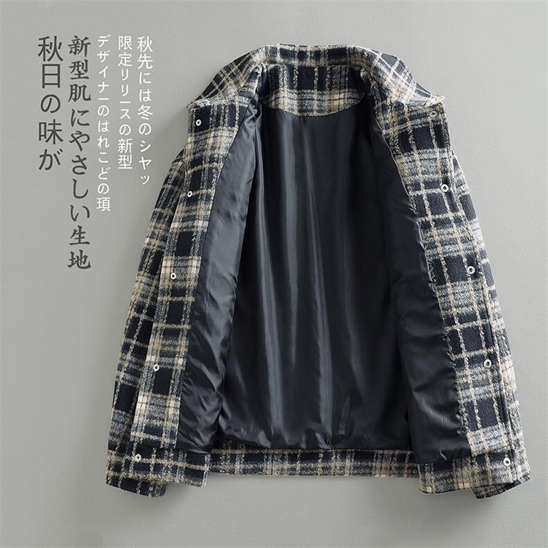 特P58无差价春季新款日系格子翻领夹克男街头大码小香风外套J606,男装夹克,电商A082