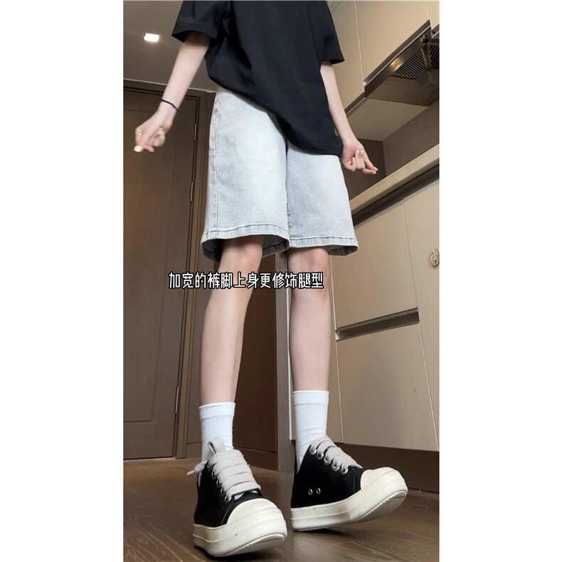 INS美式高街夏季新款烟灰色宽松水洗牛仔裤B315-K24062-p45控68图片