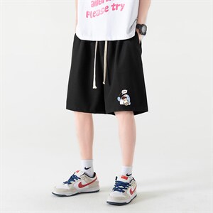 HD74239-P22 华夫格短裤男大码宽松五分裤男直筒中裤图片