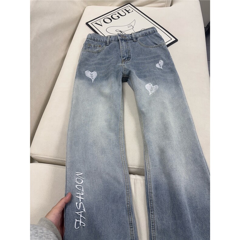 B221 美式ins高街暗黑刺绣修身微喇牛仔裤LK25606-特P45控78图片