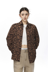 野性豹纹长袖衬衫大码M-5XL100%聚酯纤维衬衫中性CS78728P35控58图片