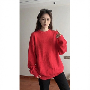 重磅秋冬男女纯色打底针织衫圆领套头半高领毛衣美式复古休闲上衣图片