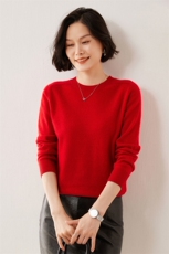 秋冬季新款舒适显瘦时尚百搭12针马鞍肩小圆领35%衫，女装羊绒衫，伊绒腾羊绒