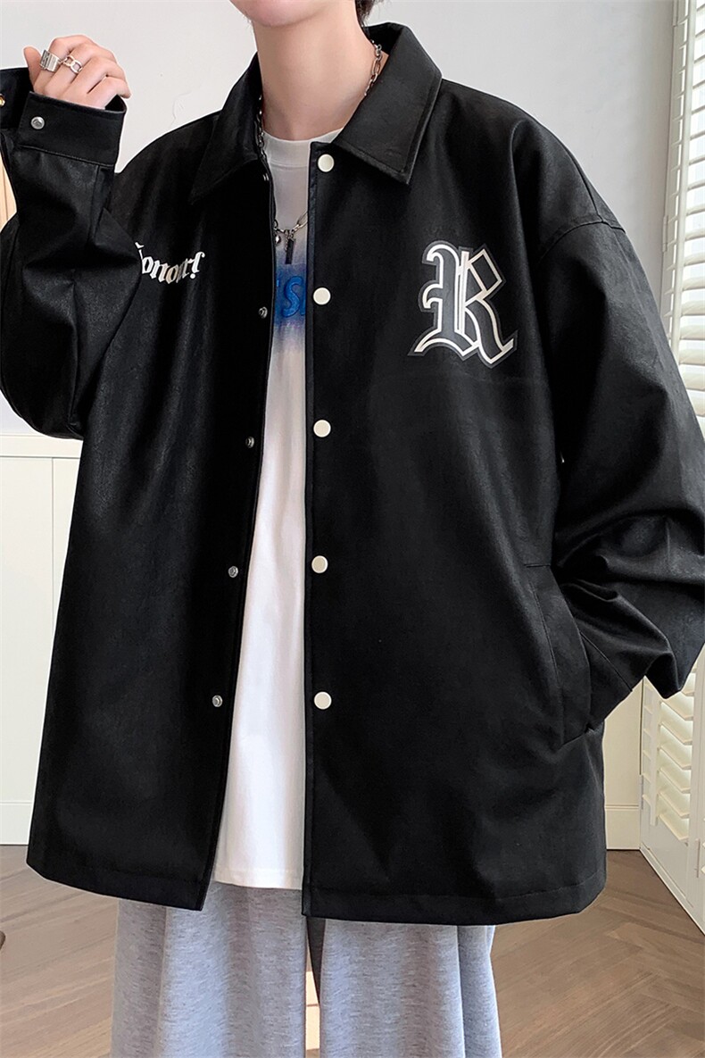秋装新品简约印花夹克2023潮百搭棒球服外套男女8175-P85控价128,男装夹克,电商A441-1