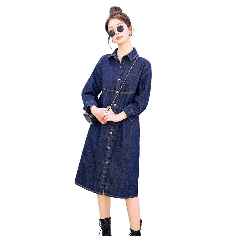 时尚显瘦牛仔披风连衣裙女长袖气质百搭宽松大码春秋季新款裙子,女装连衣裙,秋水欣儿