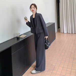 【主推现货】短款小西装阔腿裤两件套装女 508-P150-K218图片