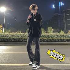 高街vibe纯色牛仔裤男款修身微喇叭裤控价68常规55加绒65，男装牛仔裤，星座310A-4