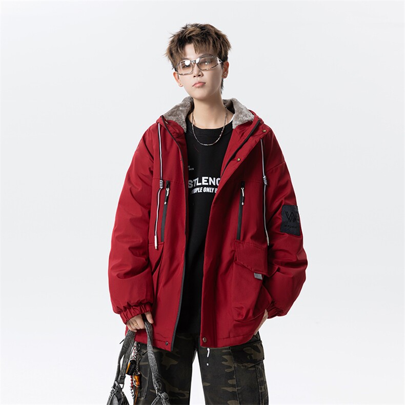 冬季外套加绒加厚潮牌夹克连帽宽松保暖派克服 A436-D209-P80图片
