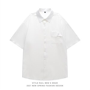 2021年夏季新款纯色衬衫男白底平铺短袖衬衫DS-C407-CS302-P35图片