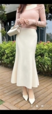 高级欧货简约显瘦百搭鱼尾裙时尚百搭，女装半身裙，东正羊绒