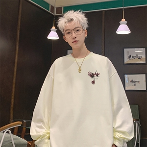 港风纯棉260克高街抖音直播得物长袖T恤打底衫T4510P30图片