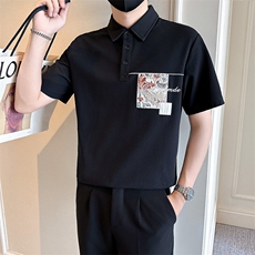 店主风社会小伙男士刺绣贴补POLO衫男保罗衫301A-1/PL119/P58，男装Polo衫，星座301A-1