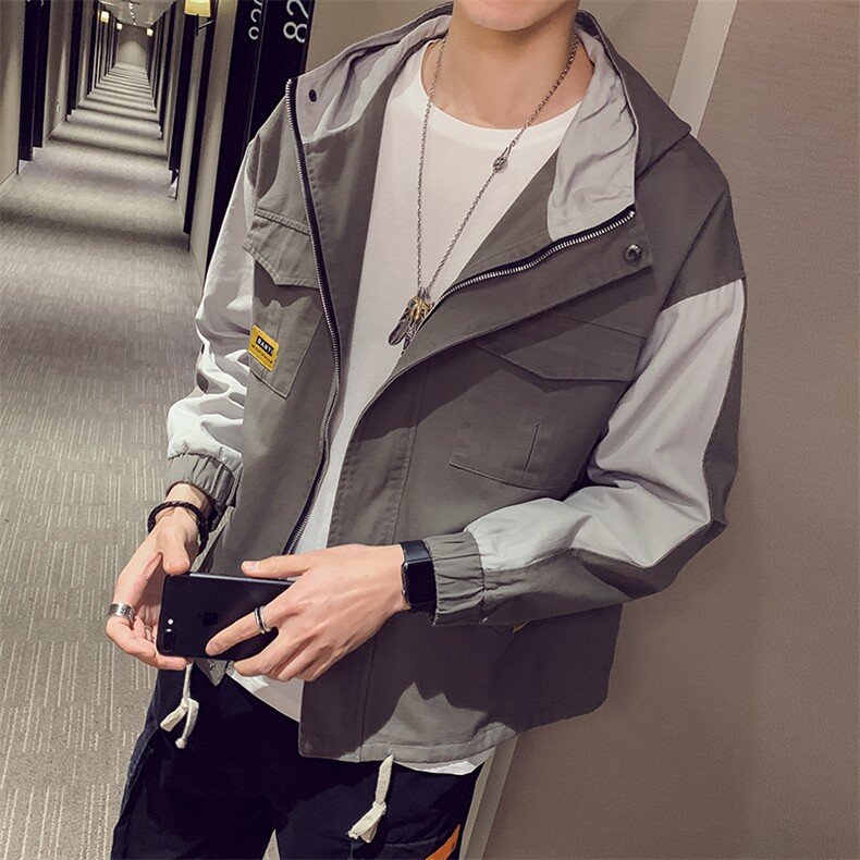 2021春季新款韩版潮流外套男士工装夹克连帽棒球服DS324TP95,男装夹克,电商A102