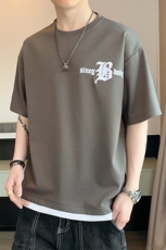 冰氧仿棉短袖店主风体恤休闲百搭刺绣纯色男上衣TC3149-P22控48，男装T恤，星座717