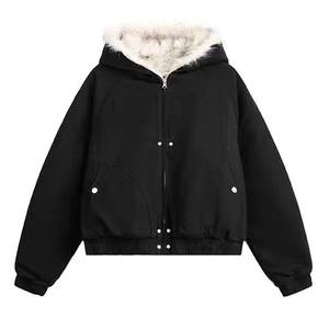 现货高品质美式高街冬季重磅硬挺短款座山雕毛领棉衣男女加厚外套图片