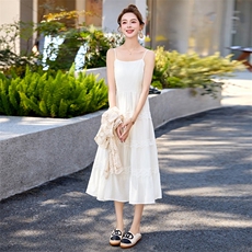 温柔风连衣裙女2025夏季新款高级感时尚气质针织开衫吊带两件套装，女装套装/套裙，意芙
