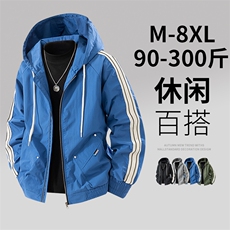 GENIOLAMODE宽松大码男装外套秋季夹克休闲百搭条纹撞色冲锋上衣，男装夹克，星座209