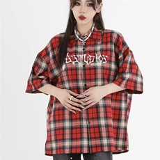 2025春夏季新款雅痞风衬衫宽松叠穿格子夏季衬衣开衫内搭上衣女潮，男装衬衫，星座1210-1