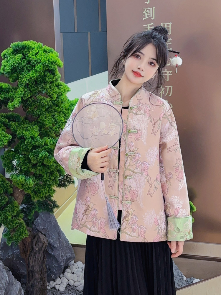 现货！2607A款新中式提花刺绣短款轻薄羽绒服女,女装羽绒服,衣秀之家