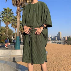 港风夏款男运动套装短袖T恤短裤蛇皮提花运动套装TZ17P55，男装T恤，星座1013-1