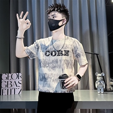 扎染印花短袖T恤男痞帅高级感潮牌社会小伙半袖301C-DT98-P48控68，男装T恤，星座301C（原B323）