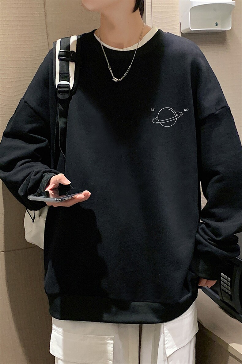 S6238-P28秋季圆领卫衣男大码韩版宽松长袖外套,男装卫衣,电商A040