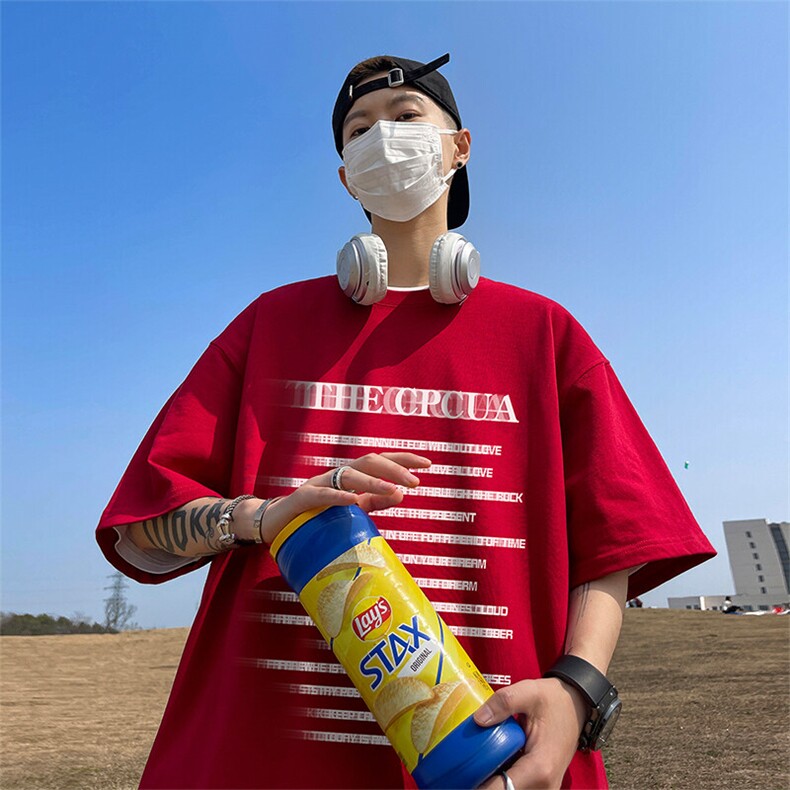 抖音得物二开现货供应220克夏装重磅美式高街宽松短袖t恤MT95图片