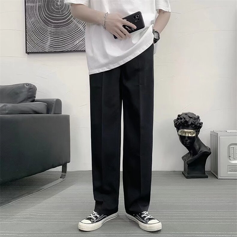 夏季西裤男阔腿直筒宽松潮流裤子休闲裤垂坠感学生西装裤X210-p35图片