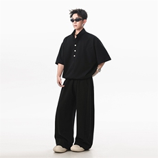 短袖T恤POLO衫套装潮流百搭直筒宽松裤男女TZ307P85，男装休闲套装，星座201-2