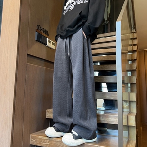 雪尼尔420g重磅港风人字纹肌理感大码休闲裤男K5779-特P45控88图片