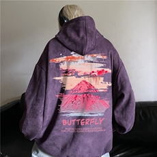 春季抖音品质港风潮流印花麂皮绒宽松连帽卫衣JK23444特批45-控78，男装卫衣，星座605(原A050)