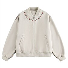 有货。民族风字母刺绣夹克男女秋棒球领W6976-P69，男装民族服装，星座412-3