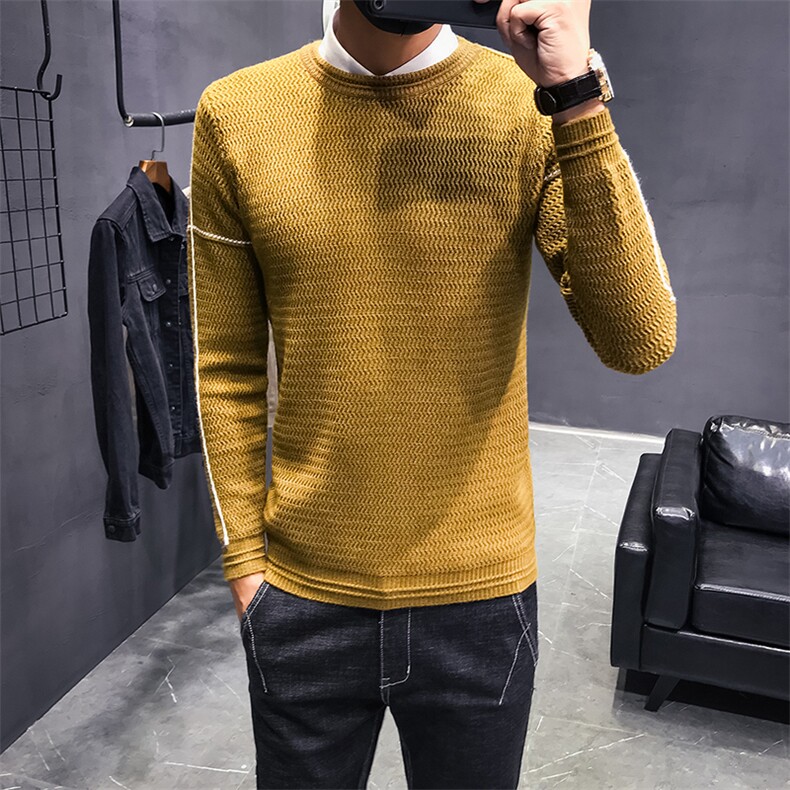 秋冬新款新料高品质明线毛衣修身男M1003-P65,男装针织衫/毛衣,电商C301