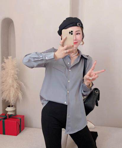 吾衣酷2021款真丝缎衬衫，女装衬衫，吾衣酷驿站