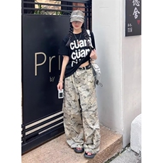 时尚新款慵懒迷彩工装裤长裤女宽松休闲裤女文艺气质KN6095，男装工装外套，星座1116A（原606A-3）