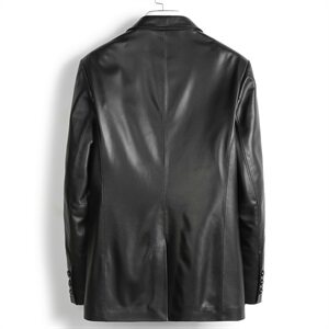 L70A25男士皮衣夹克外套翻领修身短款真皮绵羊皮西服皮衣P535图片